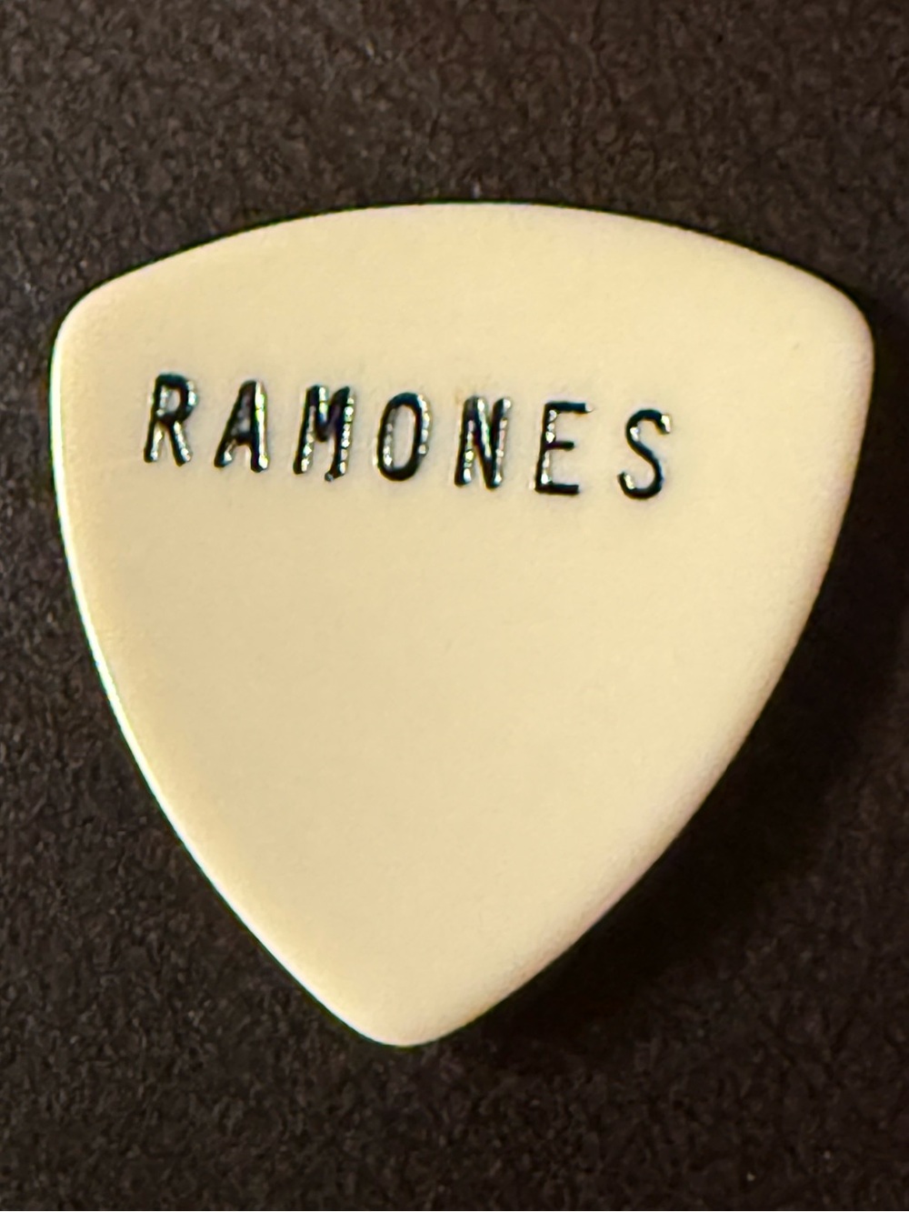 Ramones White Guitar Pick with Embossed Logo 1988